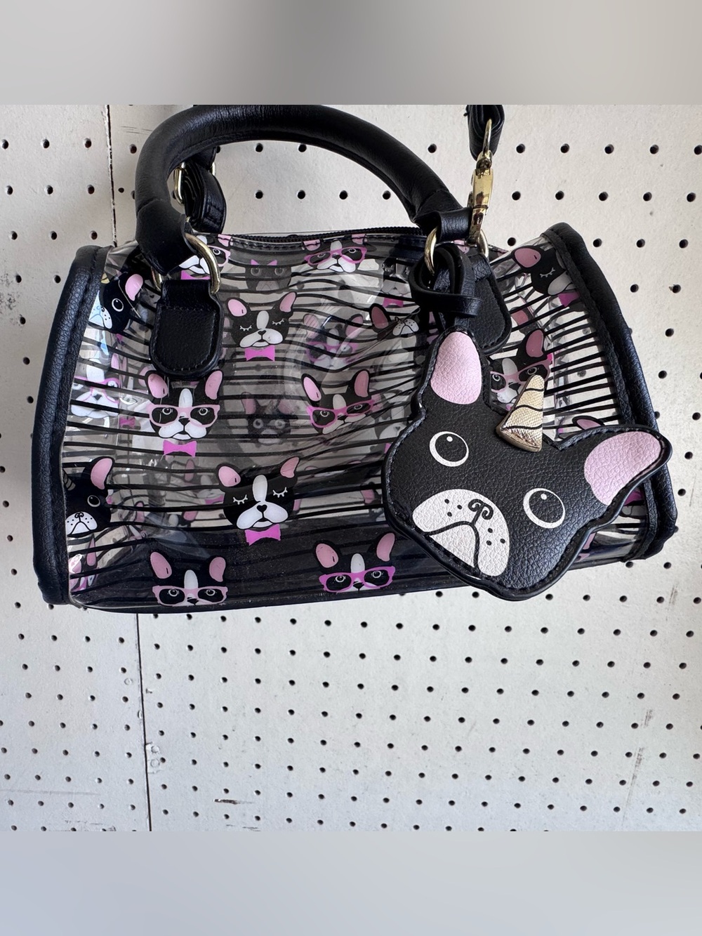 Clear striped purse